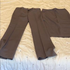 Wool gaberdine pant and skirt set